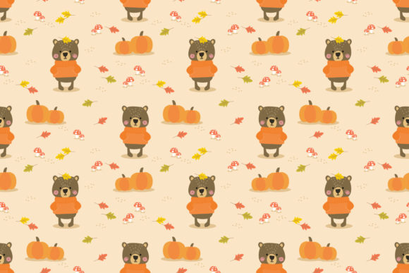 Autumn Charm Meets Versatility: The Cute Bear & Pumpkin Pattern