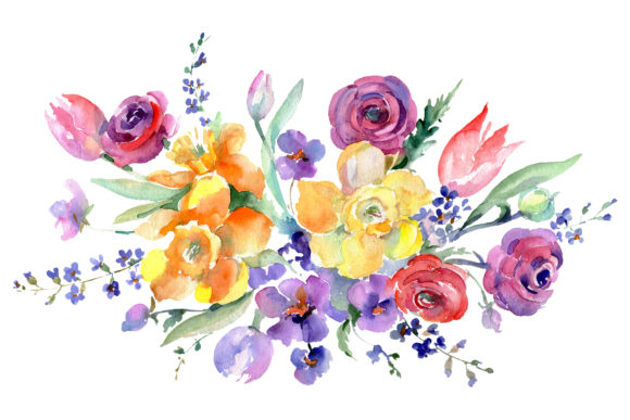 Bouquet with Roses Floral Lace Watercolor PNG