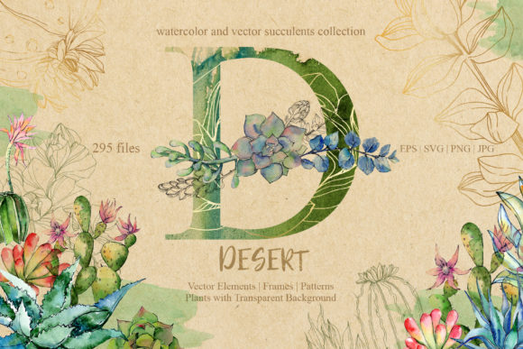 Exploring the D-desert Botanical Collection: Watercolor and Vector Succulents for Creative Projects