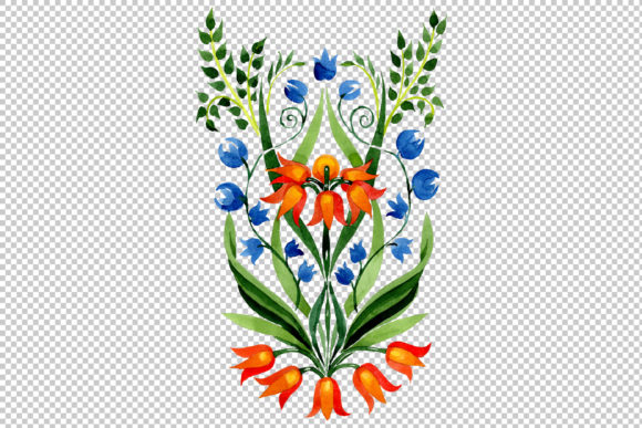 Floral Ornament Traditional Watercolor for Creative Projects