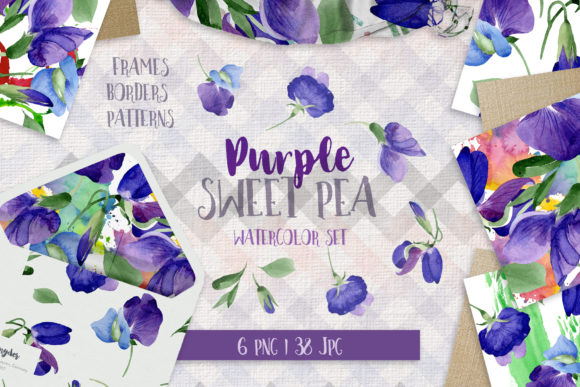 Purple Sweet Pea Watercolor Flower Set: A Versatile Creative Resource