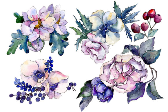 Stylish Bouquet of Flowers Cleopatra Watercolor