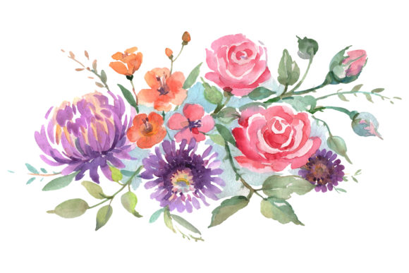 The Art of Floral Design: Bouquet with Roses and Asters Watercolor