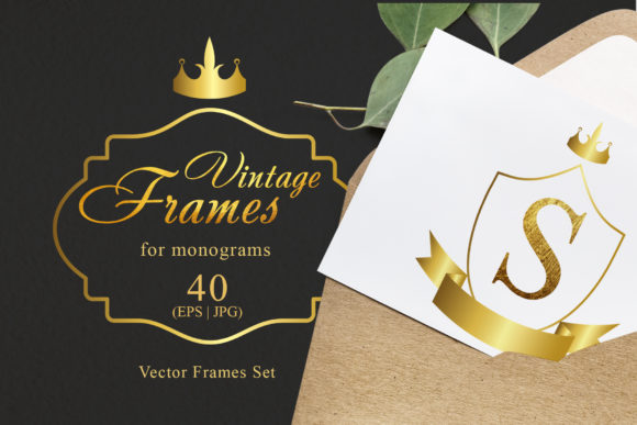 Vintage Frames for Monograms Gold Design Pack