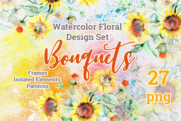 Watercolor Bouquets with Sunflowers PNG: A Creative Resource for Modern Design Projects