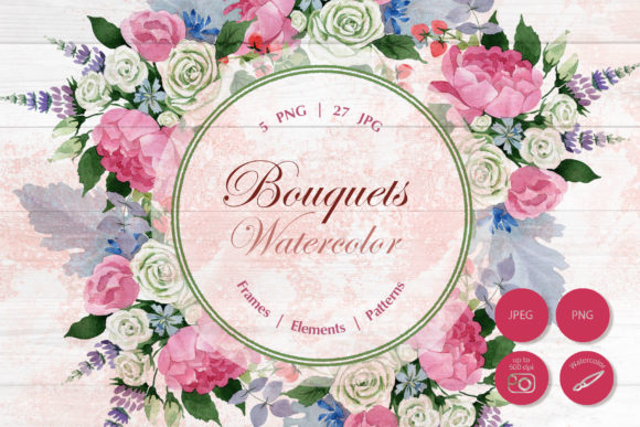 Wedding Watercolor Bouquets Set for Creative Projects