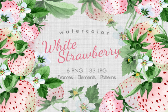 White Strawberry PNG Watercolor Fruit Set: A Practical Asset for Modern Creatives